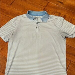 Nike Men's Light Blue and White Polo Shirt